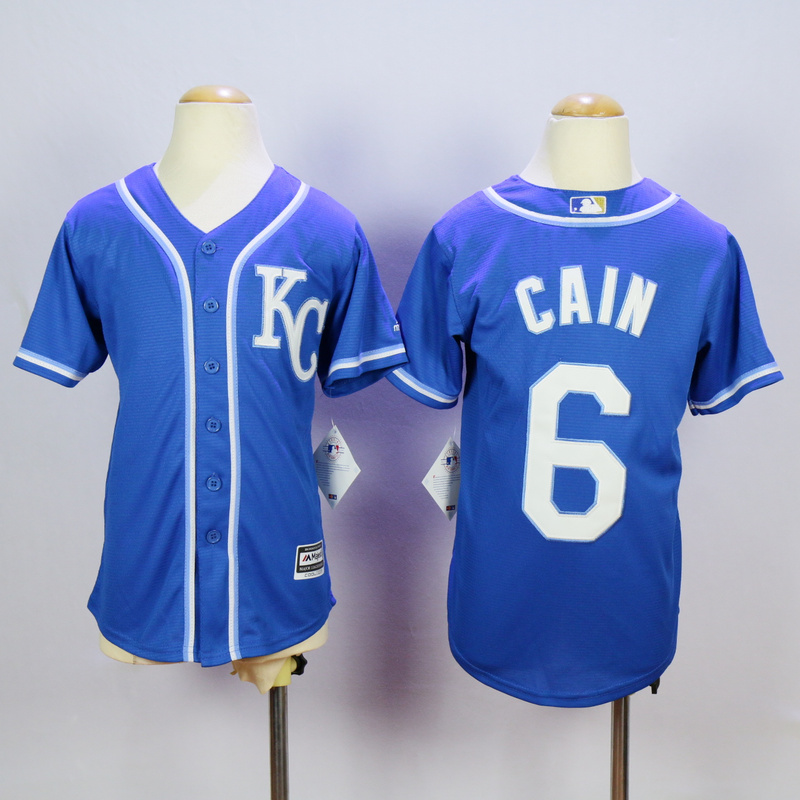 Youth Kansas City Royals #6 Cain Blue MLB Jerseys->youth mlb jersey->Youth Jersey